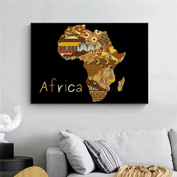 Vintage Mapu Afriky Plagát, Tlač Plátno na Maľovanie Afrika Krajina Wall Art Obraz Pre Moderné Obývacia Izba Domáce Dekorácie