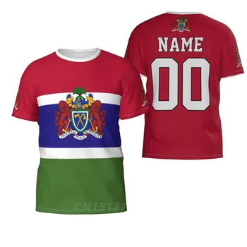 Vlastné Meno Počet Gambia Vlajkou Krajiny, T-košele, Šaty, tričko Muži Ženy Tees Topy Pre Futbalových Fanúšikov Futbalu Dar NÁM Veľkosť