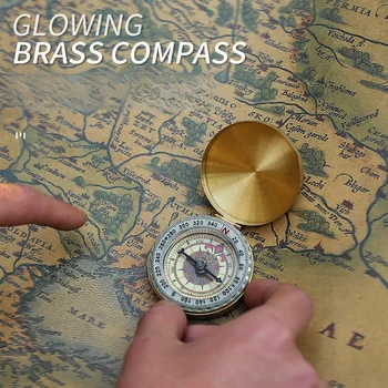 Vonkajšie Zariadenia Čistej Medi Flip Smerový Multifunkčné Kompas Kompas Vreckové Hodinky Mapu Svetelného Pozlátené Kompas