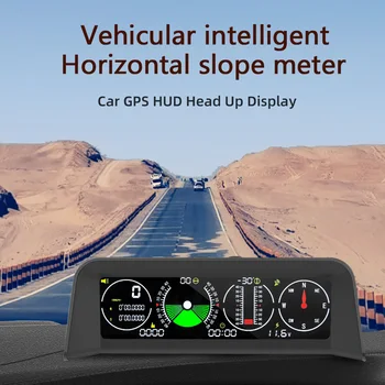 X90 Auto Head Up Display Auto Kompas Inclinometer 4 v 1 GPS Rýchlosť PMH KMH Svahu Meter s prekročením rýchlosti Alarm pre Všetky Vozidlá