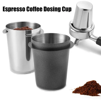 Z nehrdzavejúcej Ocele Espresso Kávu Dávkovanie Pohár Profesionálny Kávový Prášok Feeder Hodí 51mm 53 mm 58mm Portafilter Kávy Sniffing Hrnček