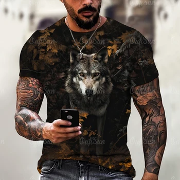 Zviera T Shirt Pre Mužov Wolf 3d Tlač Topy Tees Lete Krátky Rukáv pánske Oblečenie Fahion Priedušná Nadrozmerné Bežné Streetwear