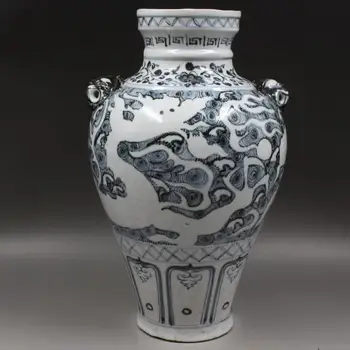 Čínske Vázy White Dragon v Modrej a Bielej Procelain Váza Kytice Váza Ručne Maľované Vintage Kolekcia