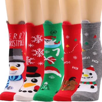 Ženy na Vianoce Ponožky Cute Santa Claus Jeseň Zima Elk Ženskej Polovici teľa Ponožky Festival Kawaii Veselé Vianoce Ponožky Polyester